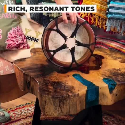 Sjamanistische Hamsa-drum met drumstok | Geitenvel-drum, Inheemse drum, Spirituele drum, Helende drum, Sjamanistische drum | Geluidstherapie, 30 cm video poster