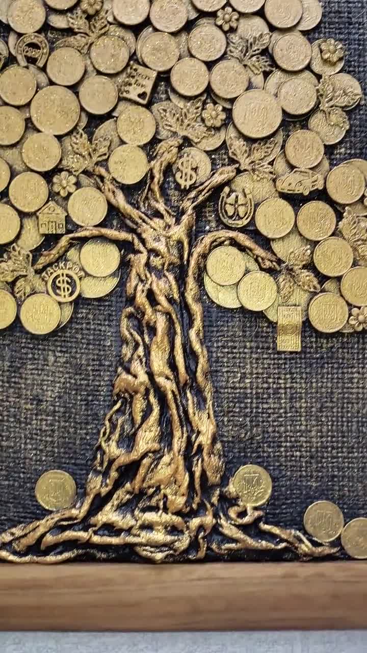 Decorative Painting Golden Money Tree of Wishes (20x30 Cm) in a