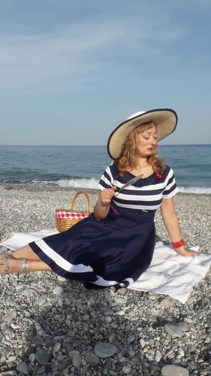 Darlene Nautical Navy & White Striped Swing Dress