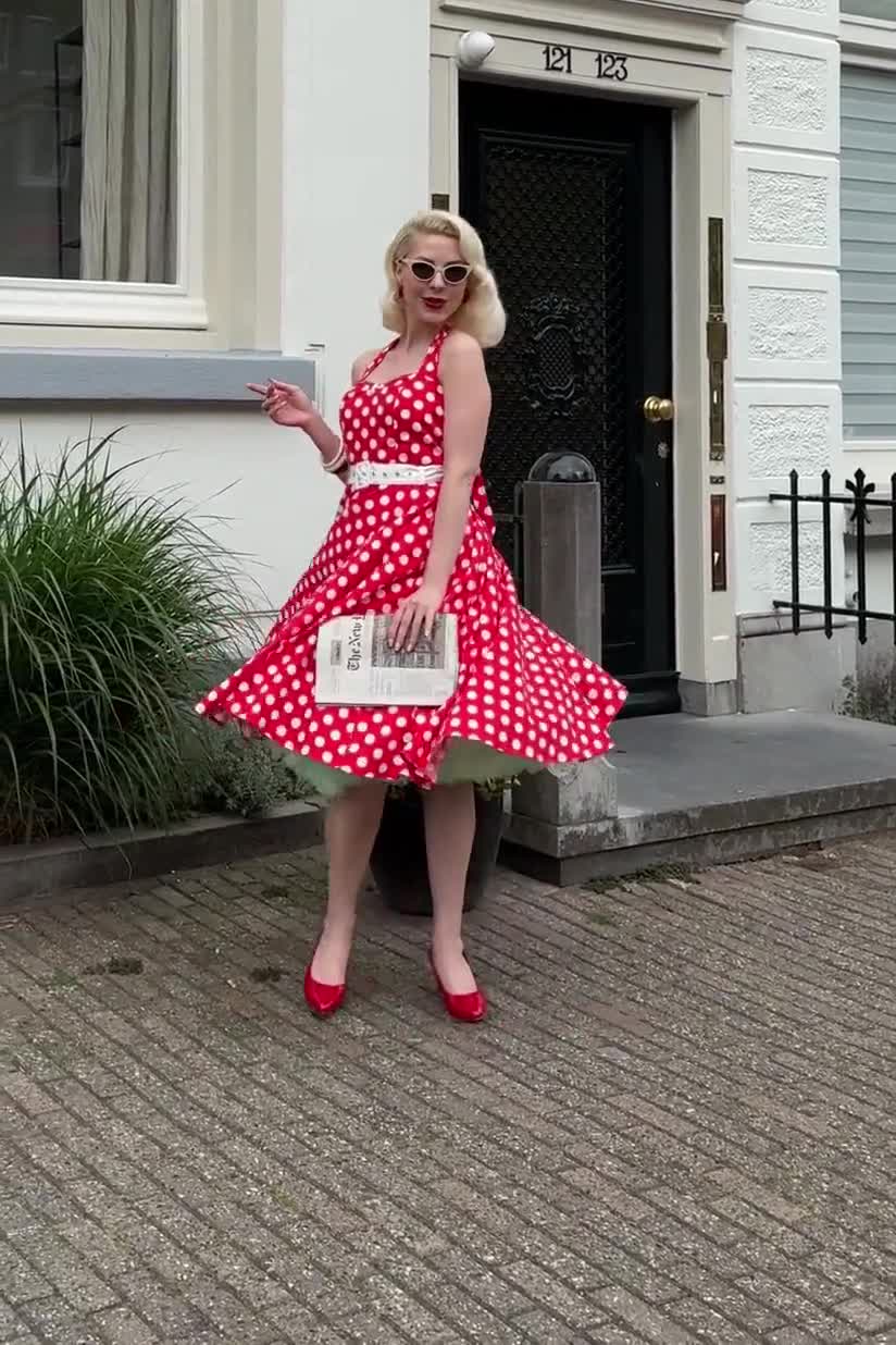 Daisy Red Polka Dot Halter Dress