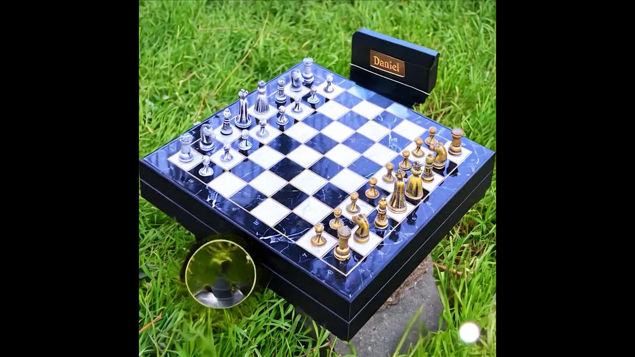 Schaakset German Knight Ebonised Schaakstukken Schaakbord Walnoot Esdoorn Zonder Coordinaten Maat 5