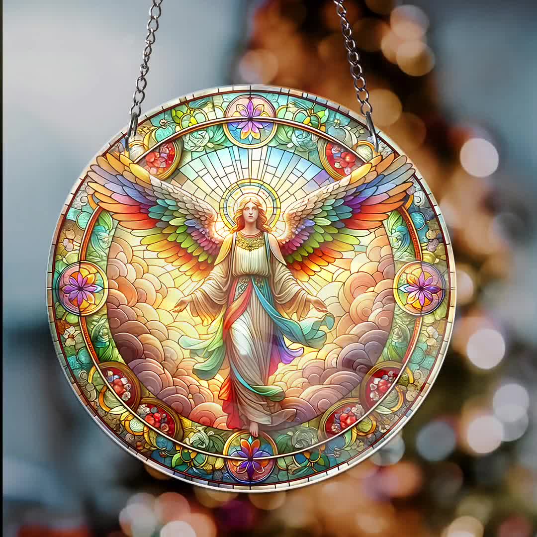 Angel ACRYLIC Rainbow Wings Window Art Guardian Angel Decor