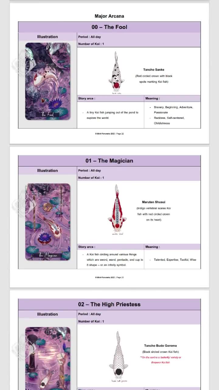 Digital Guidebook (e-book) : Nishikigoi Tarot (KOI Tarot) - Etsy