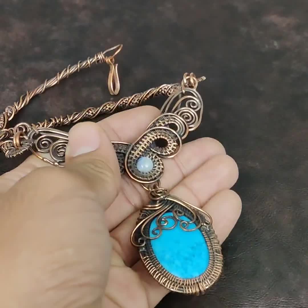 Collier En Turquoise D'Arizona Et Tanzanite - Argent Massif 925, Pendentif Disque 29mm, 185 Carats, Neuf
