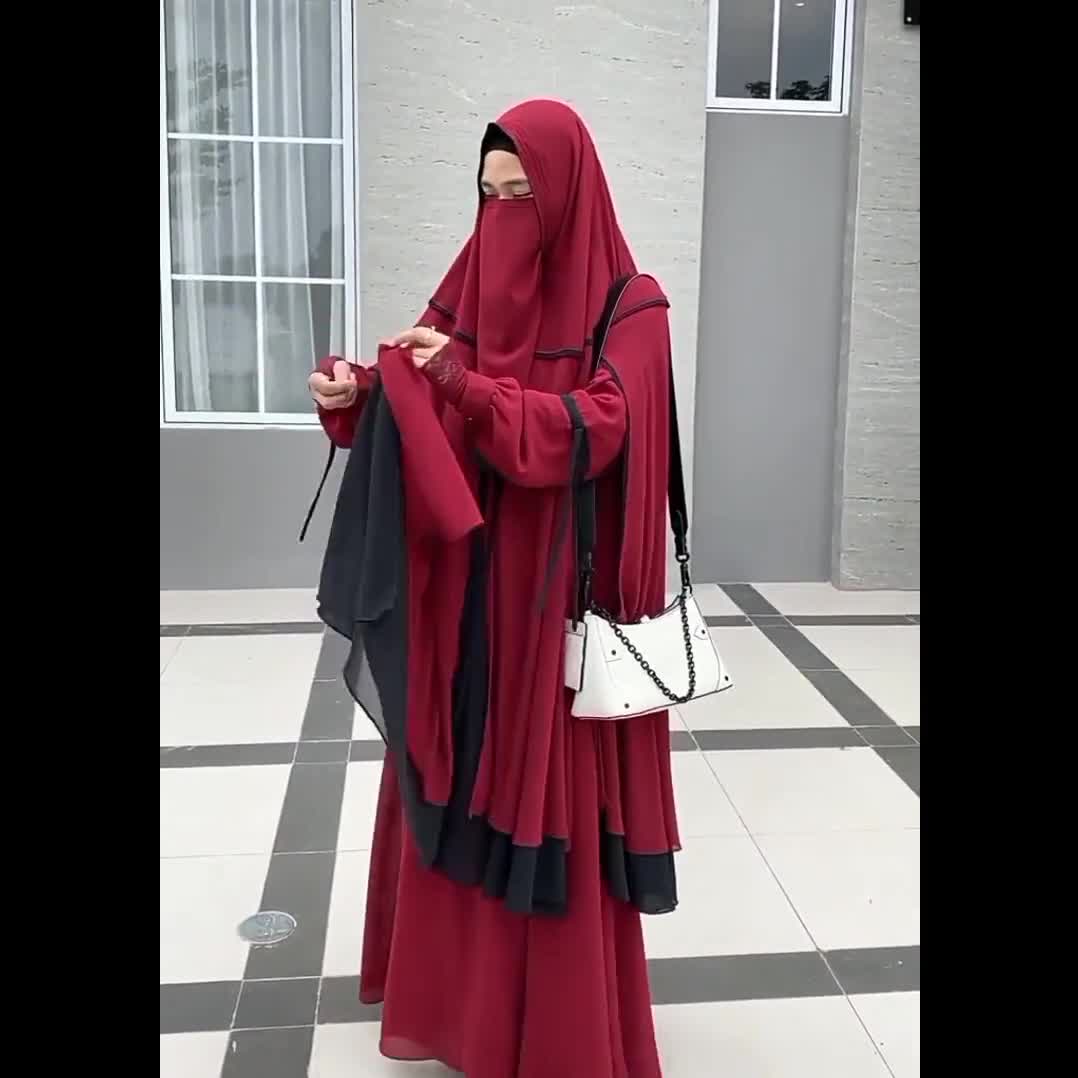 Compra online de Nova temporada, Conjunto de duas peças de tecido duplo  para mulheres muçulmanas Roupas femininas turcas Moda muçulmana Hijab  Vestido Abayas Vestidos formais Robe