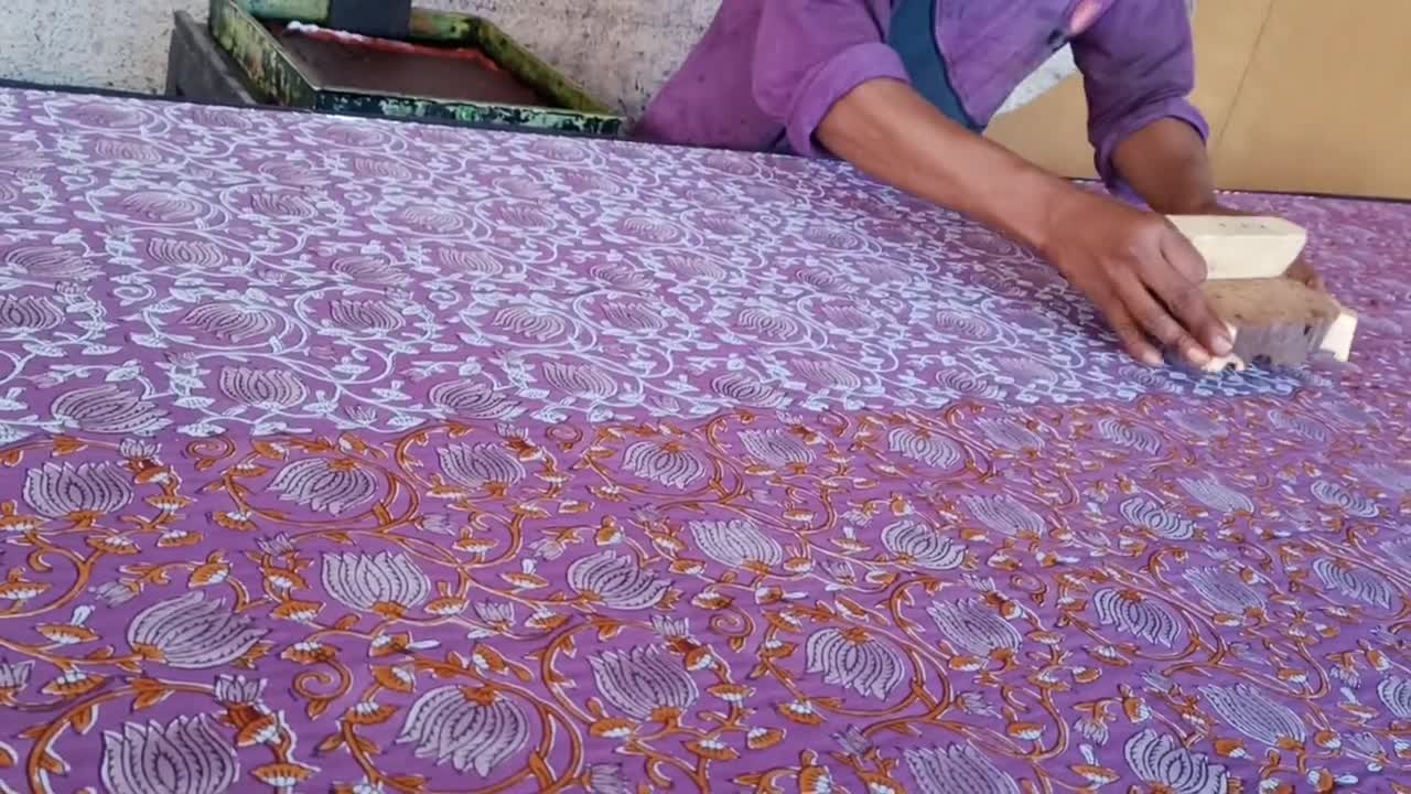 Blue Hand Block Printed Fabric, Cotton Fabric, Indian Fabric