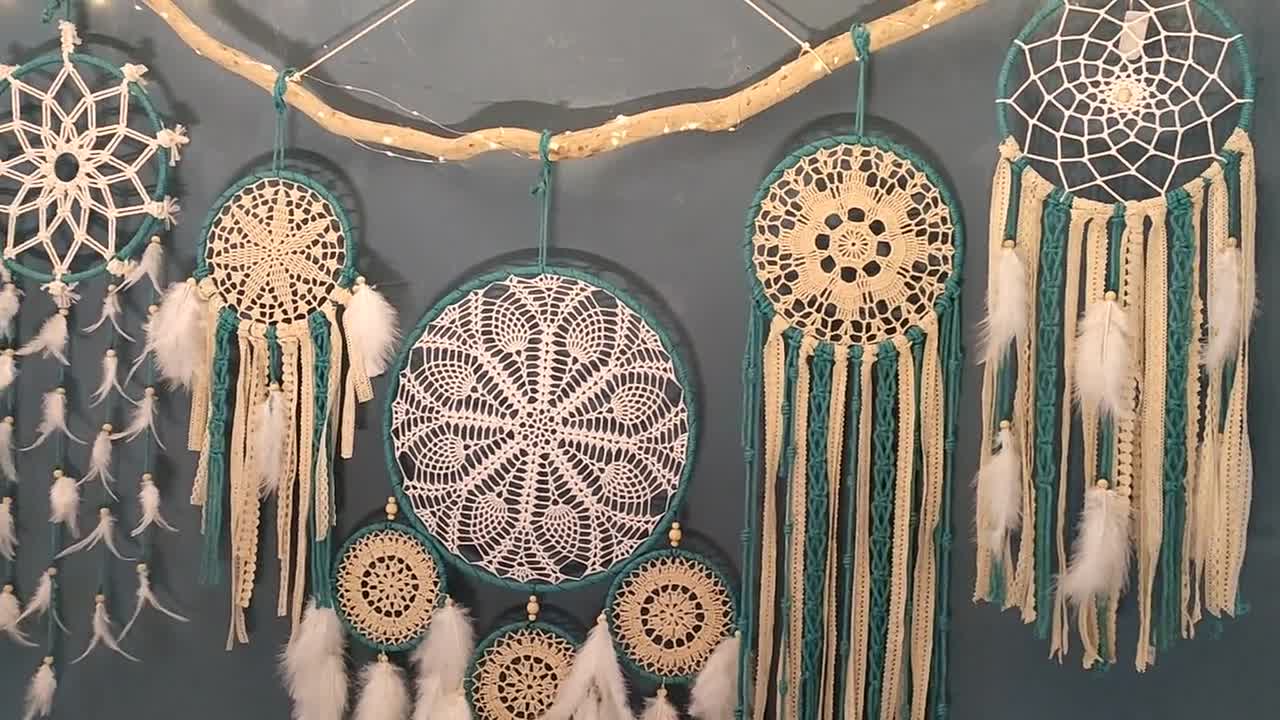 Large Wall Hanging Dreamcatcher Set , Big Dreamcatcher, Wall Dreamcatcher,  Bedroom Ash Dreamcatcher, Pretty Dreamcatcher, Baby Bedroom Decor 