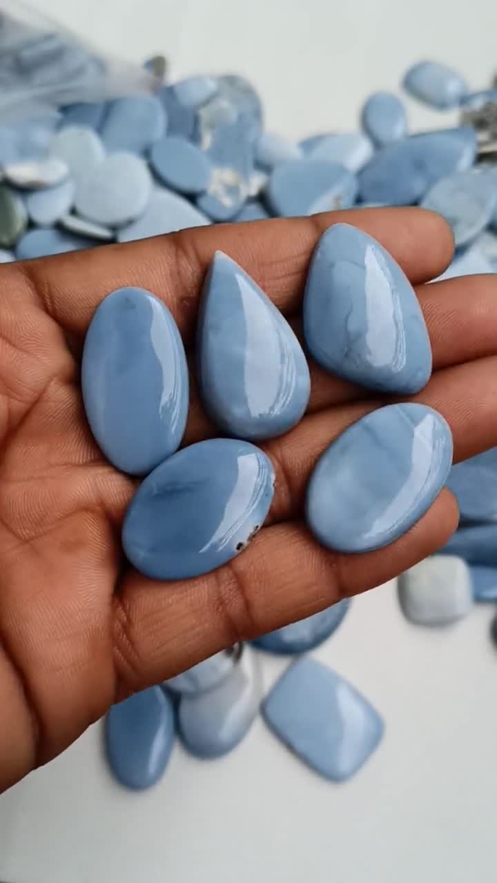 Blue Opal Cabochon AAA+ Blue Opal Stone, Wholesale Lot Blue Blue Opal Cabochon AAA+ Blue Opal Stone, Wholesale Lot Blue