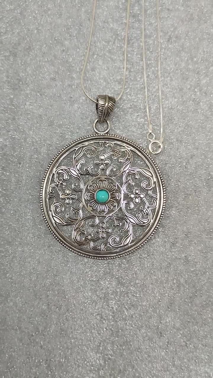 Sterling Silver Turquoise Rasa Mandala Pendant sold