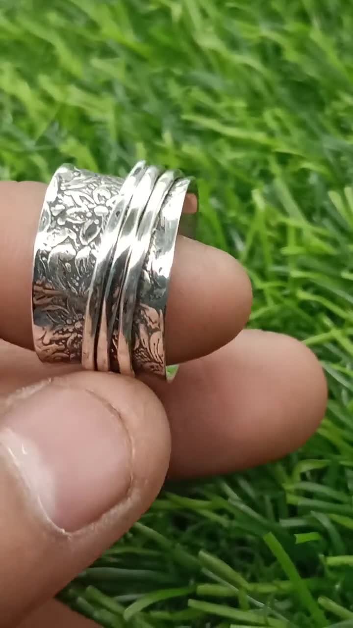 シトリンスピナーリング：ハンドメイド925スターリングシルバー
