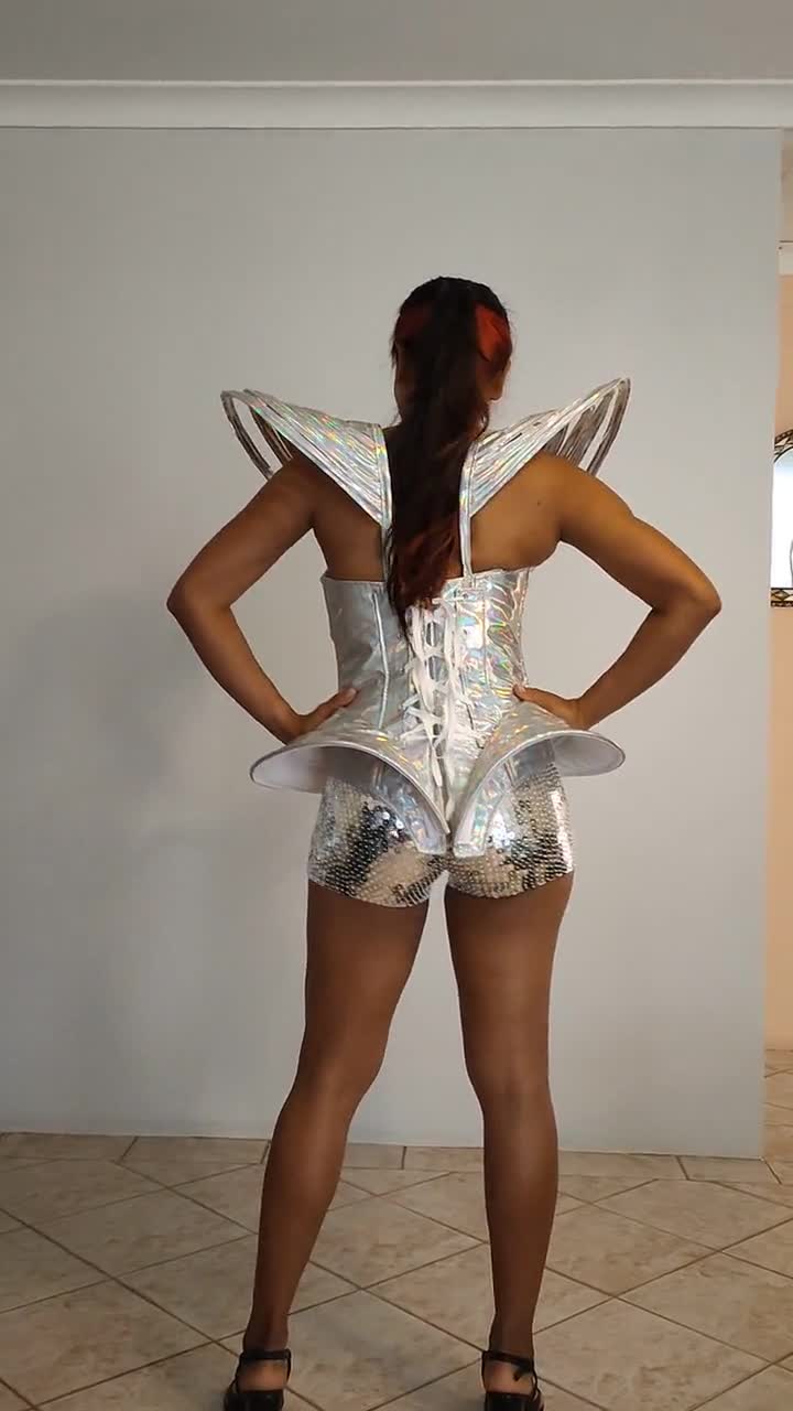 RAINBOW CORSET Cage Outfit-sci Fi-samba Costumes Carnival-mardi Gras-show  Girl Las Vegas-lady Gaga-burning Man Brazilian Carnaval-ks-c1 