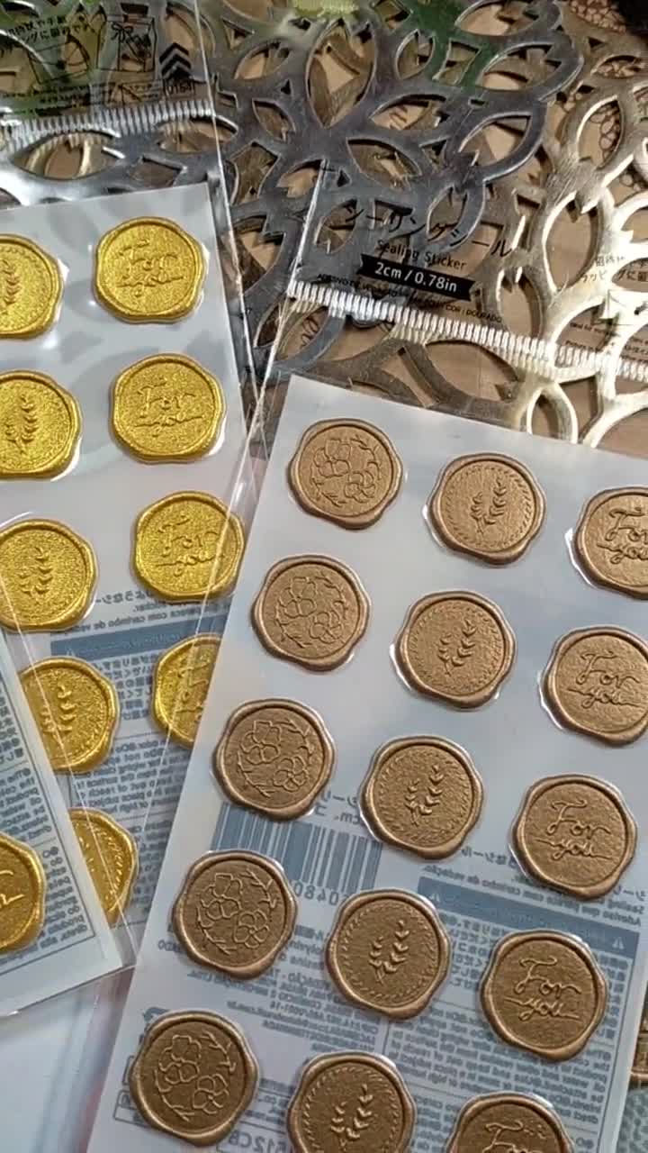 Sealing Stickers like wax seal ,daiso _ Gold / Brown