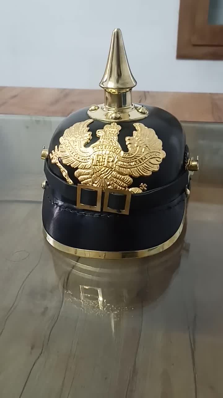 thumbnail image 2 of German Pickelhaube Helmet Prussian Leather Helmet Ball Spike Halloween 2 of 14