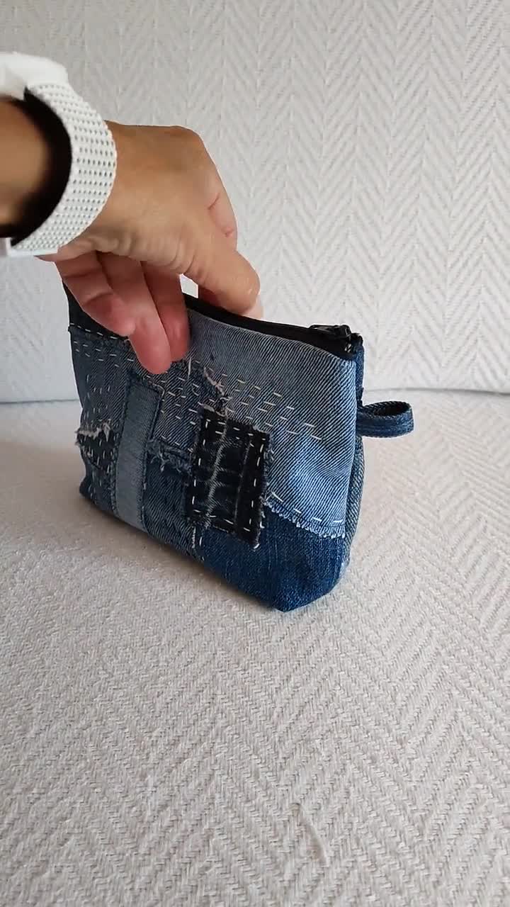 Denim Boro Sashiko Wallet Recycled Jeans Coin Purse Hand,  UK