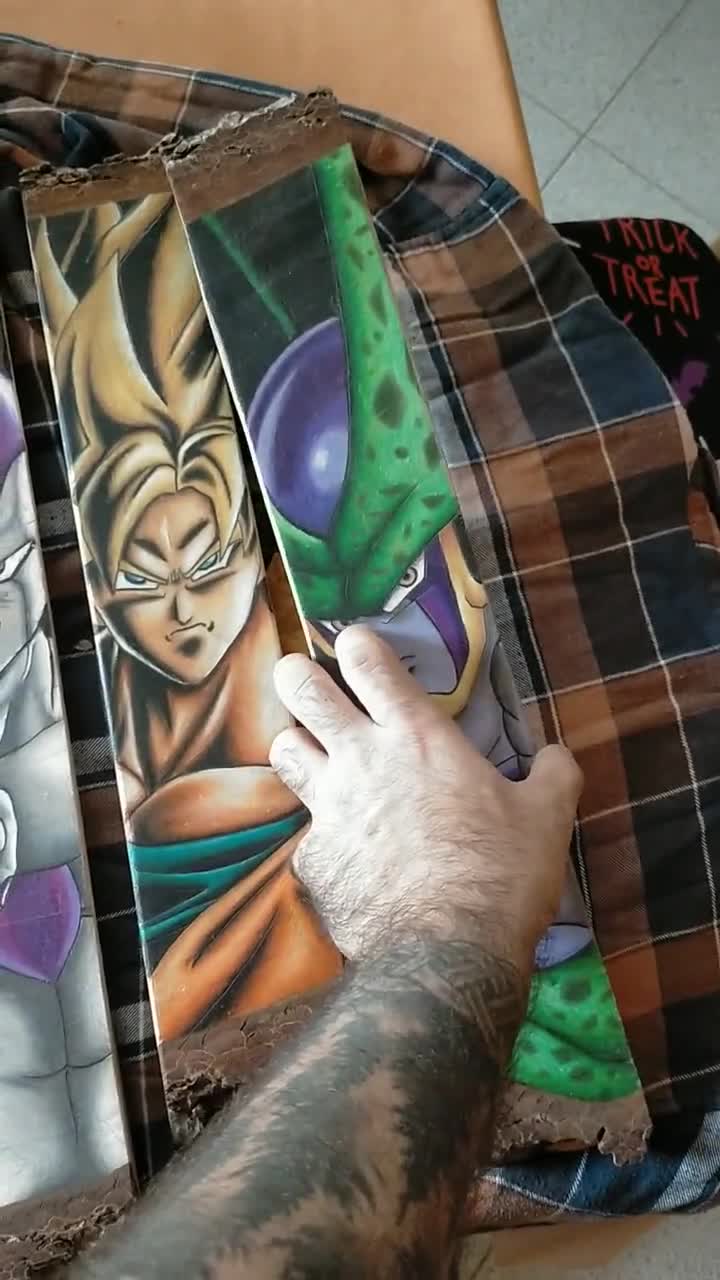Dragon Ball Z Pyrography Manga Panel on Wood With Goku Nappa 