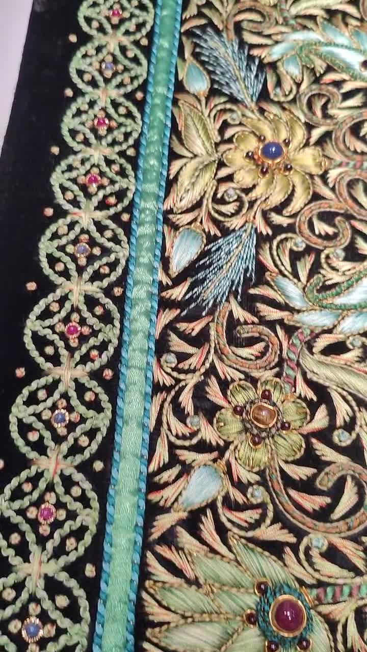 Royal Ancient Zardosi Jewel Art Wall Hanging Hand Embroidered