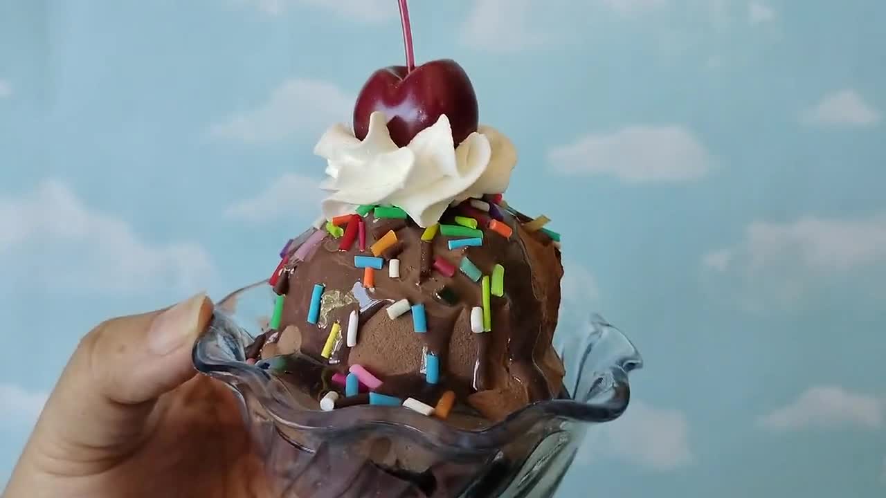 Fake Ice Cream Sundae Small Chocolate with Rainbow Sprinkles Faux Food Prop