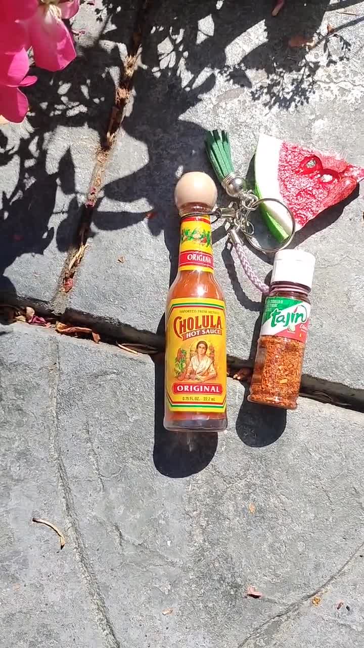 Personal Tajin or Personal Cholula Hot Sauce Keychain 