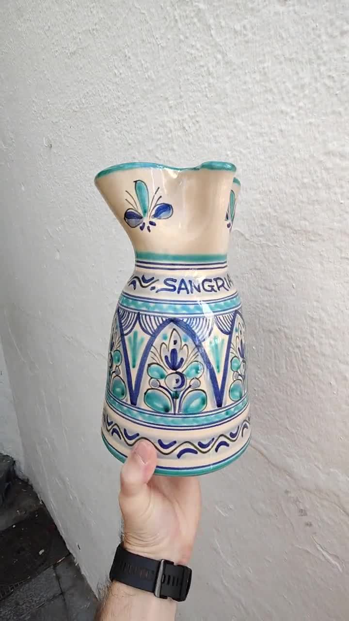 Hand Painted Sangria Pitcher, 2 Liters 67oz, puntilla Decoration 27 Cm.10.5  Toledo spain Sangria Pitcher Pot Sangaree 