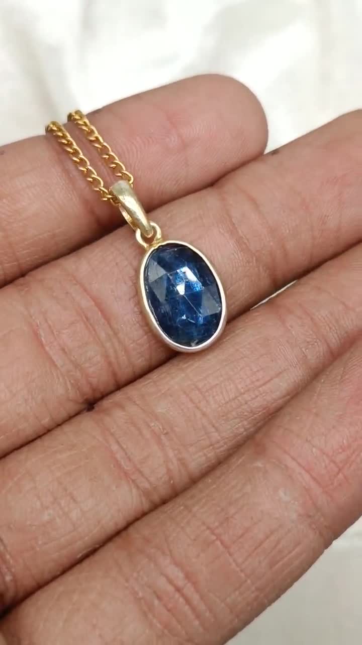 Kaya♡14kgf 14k Blueberry Azurite and Kyanite Pendant — The Jewel