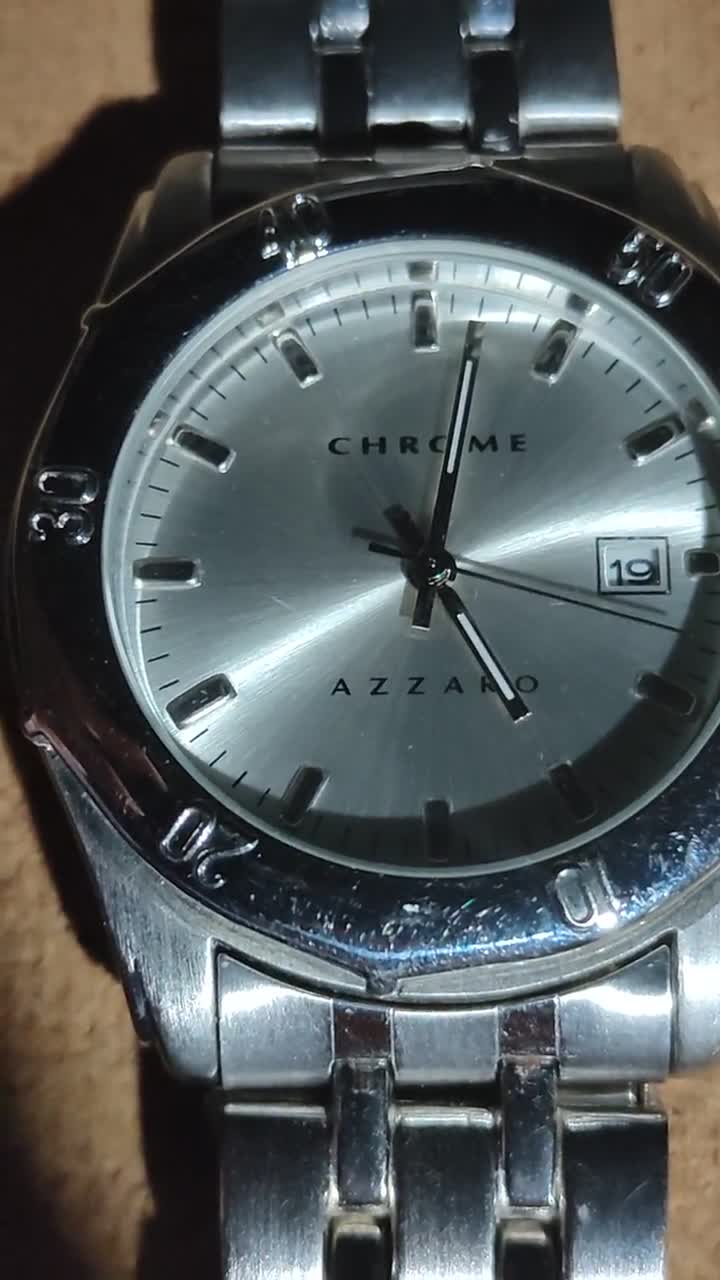 Chrome Azzaro Quartz Watch With New Battery. Has Silver Chrome Azzaro Quartz Watch With New Battery. Has Silver
