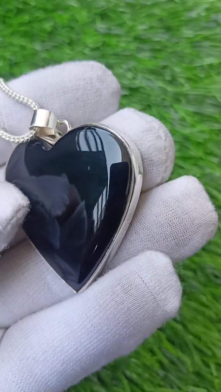 ★ROSEMONT★ Silver Black Onyx Heart Necklace RC24B03K Black Onyx Heart Necklace, Onyx Heart Pendants, Sterling