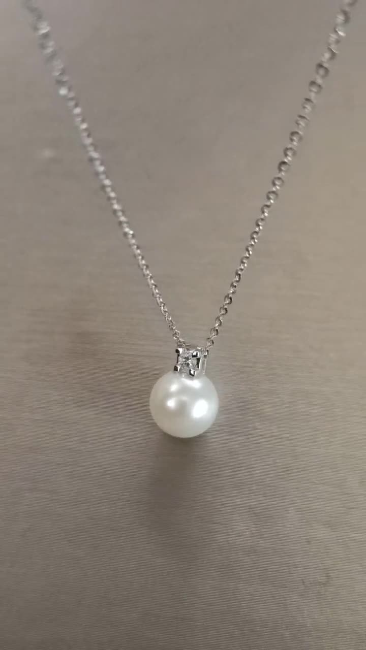 Collana Di Perle Akoya Barocche Rosa Tenue: Chiusura In Oro Bianco 18k - Italia - Foto 7