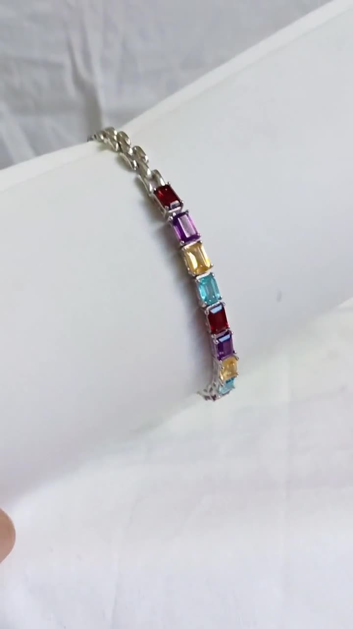 レインボーブレスレット マルチカラー ジェムストーンブレスレット