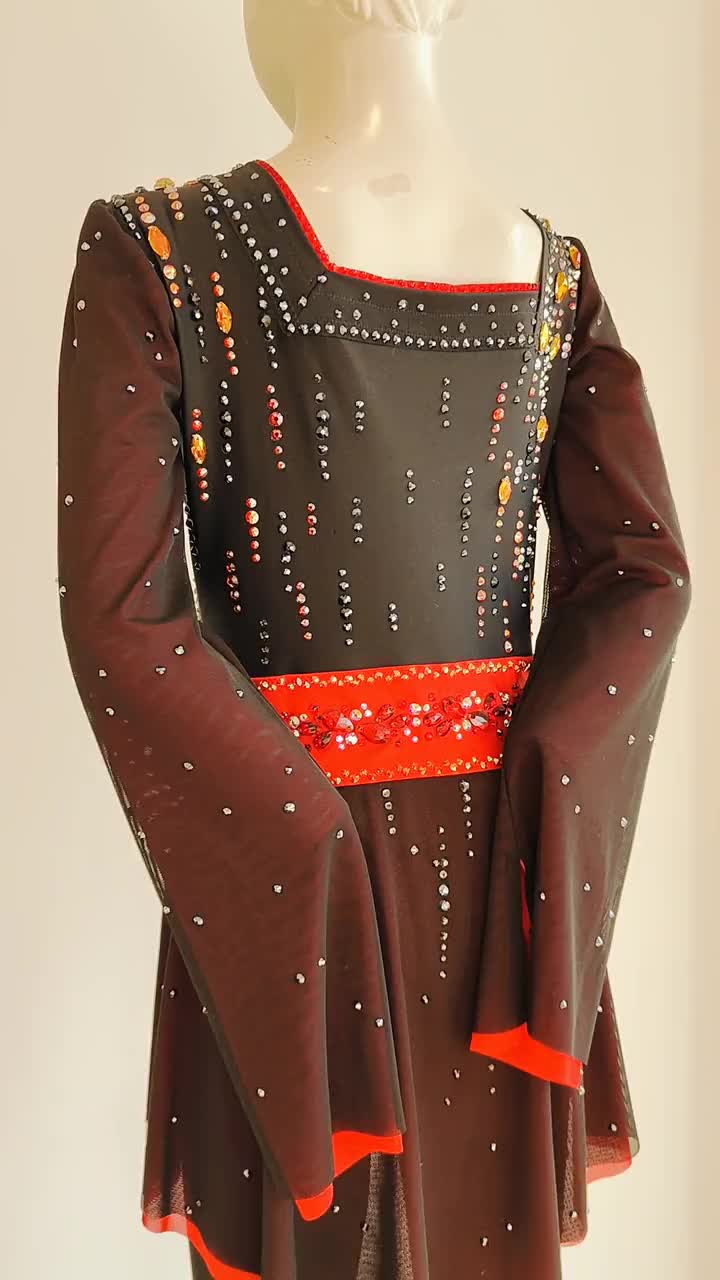 Chinese Dragon Figure Skating Dress: Rhinestone Show Costume