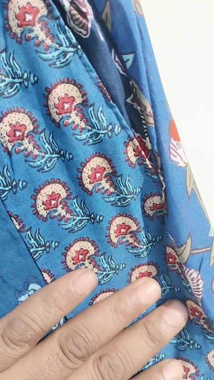 手作りのパッチワークコットンパジャマセット：ブロックプリントの
