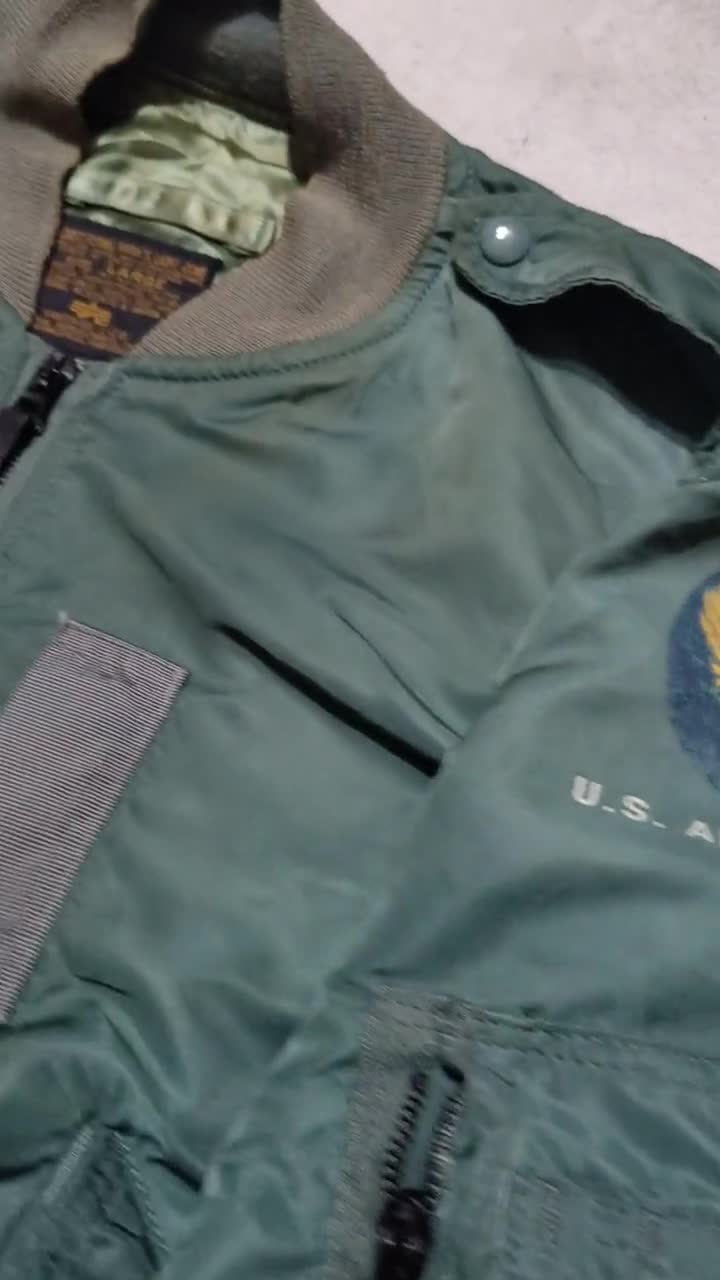 Vintage 90s Alpha Industries L-2B Flight Jacket, Made in USA, Size