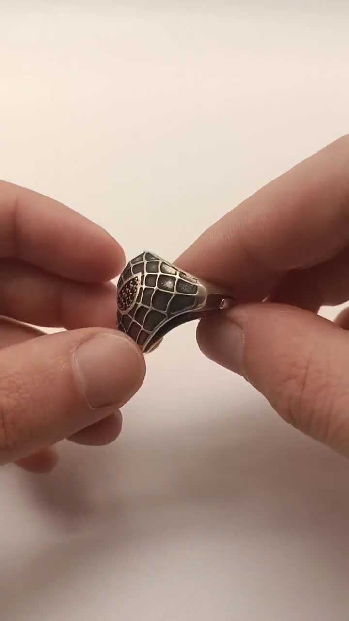 ハンドメイドのスターリングシルバー製スパイダーマンリング、マーベル