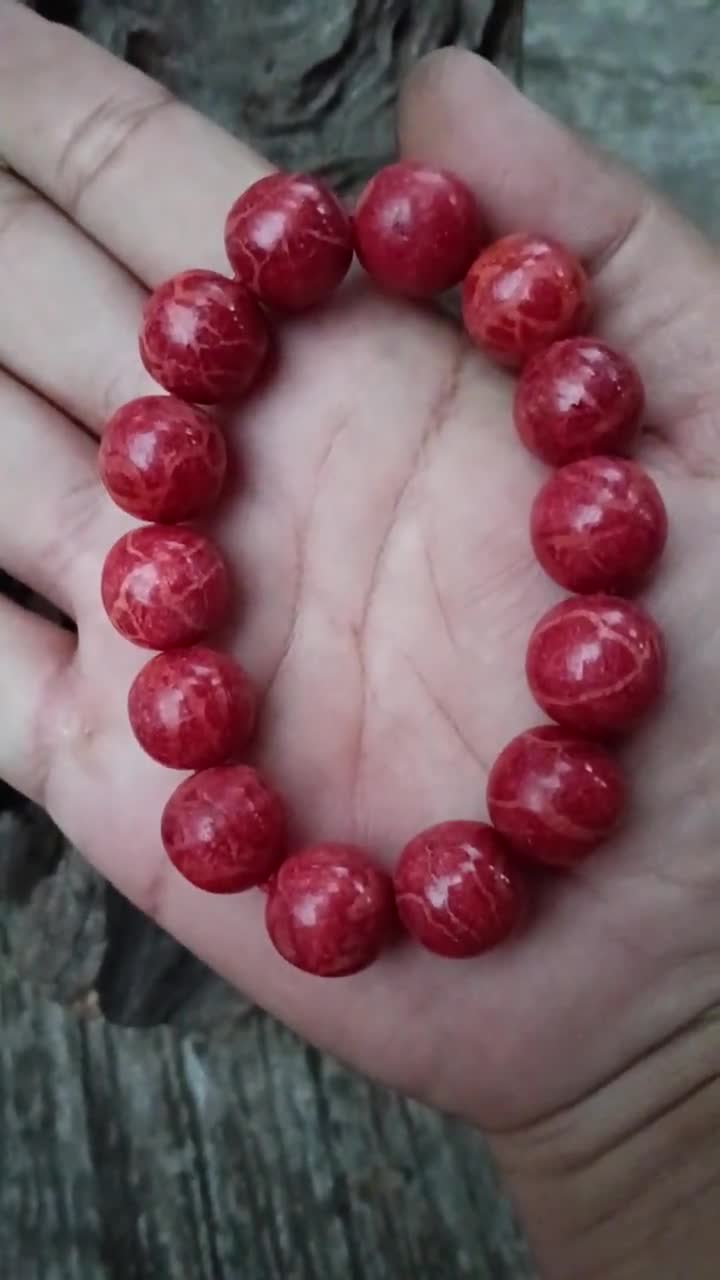 52 Gr Indonesia Red Coral Bracelet Polished,rough Raw Stone