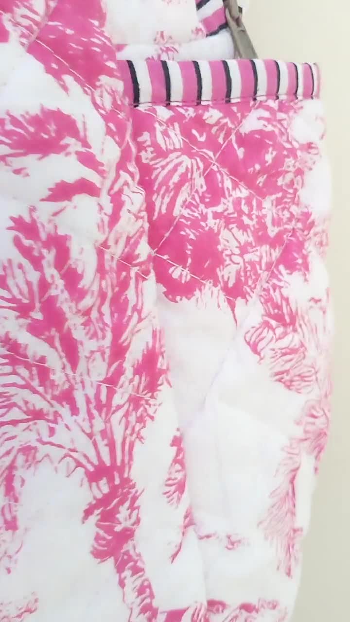 Sac à Dos Bohème Matelassé Imprimé Tigre - Coton Rose - Fait Main En Inde - Neuf Avec Étiquettes
