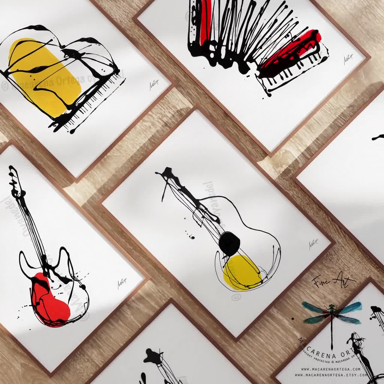 Accordion Abstract Art Print | Minimalist Piano Accordion Painting