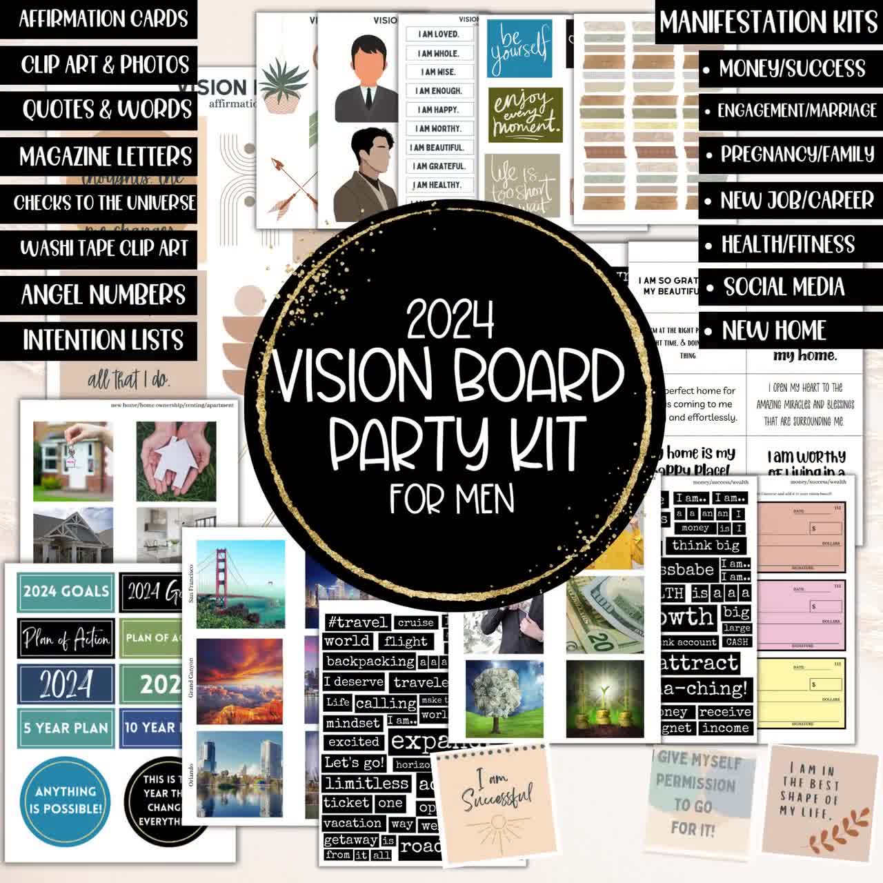 2024 Vision Board Book - Color Your Vision: Manifestation Vision Board  Supplies