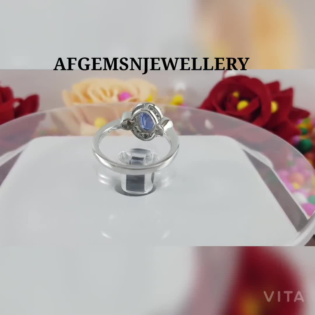 ブルーカイヤナイトリング 925 スターリングシルバーリング 女性用