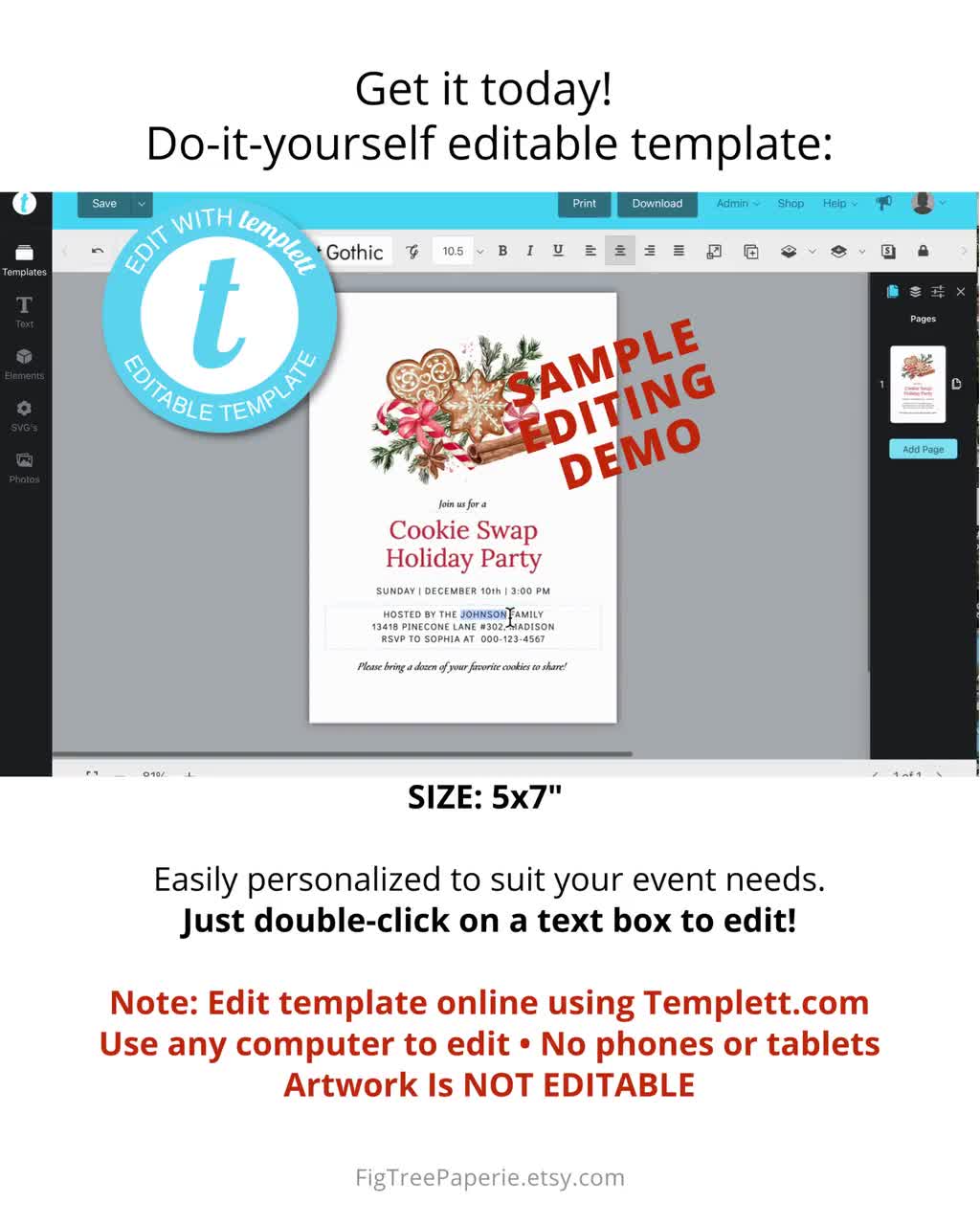 Cookie Exchange Invitation, Printable Christmas Cookie Exchange