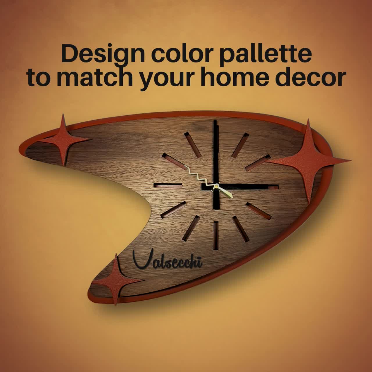 Personalized Wall Clock, Mid Century Modern 50s Decor, Retro