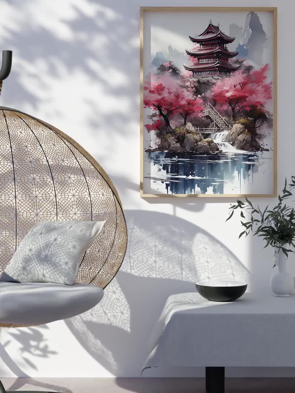 ✿✿✿paq1005ページ✿✿✿ Essence of Japan: Pagoda Art Print Poster | Japanese Wall Decor