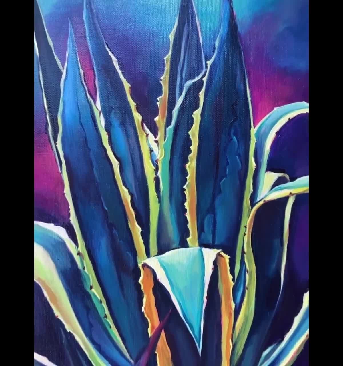 Pittura agave variegata, arte della parete del cactus ORIGINALE, arte della  pianta tropicale incorniciata, pittura a olio messicana, arte del sud-ovest  Boho wall decor -  Italia