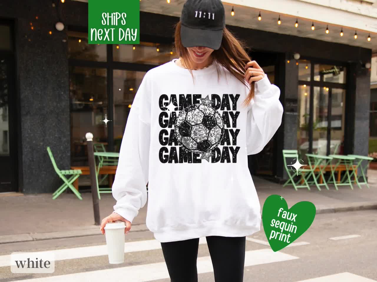 Faux Sequin Soccer Game Day Sweatshirt Express Shipping Soccer Shirt Soccer Mom Shirt Soccer Sister Shirt Cute Soccer Shirt for Women