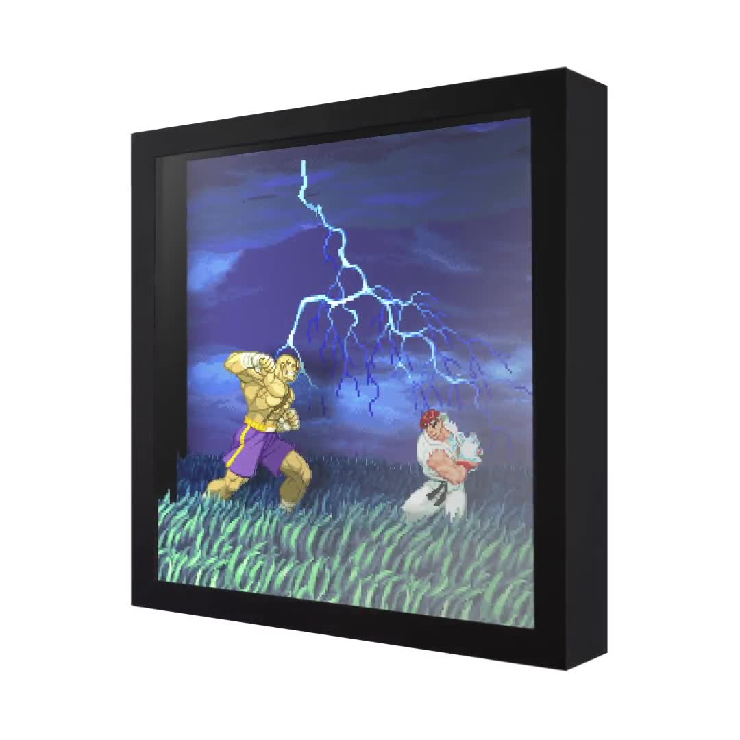 Street Fighter Alpha 2 Shadow Box: Ryu Vs Sagat Handmade Gamer
