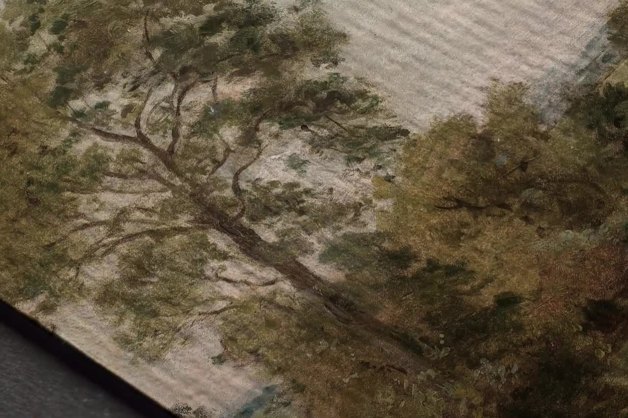 Vintage Tree Art Print / Vertical Landscape Painting Rustic