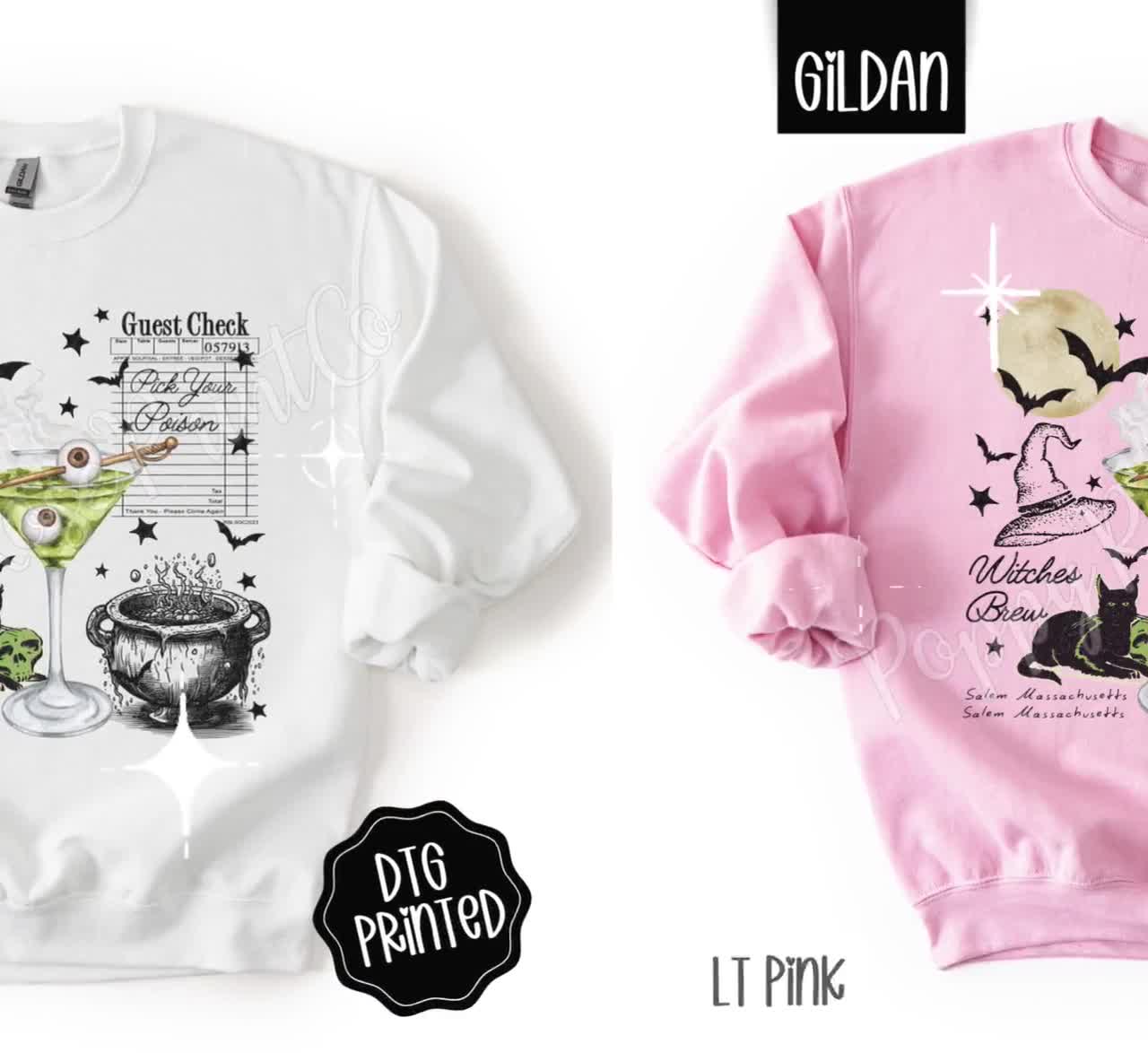 Guest Check Halloween Sweatshirt, Trendy Black Cat Sweatshirt