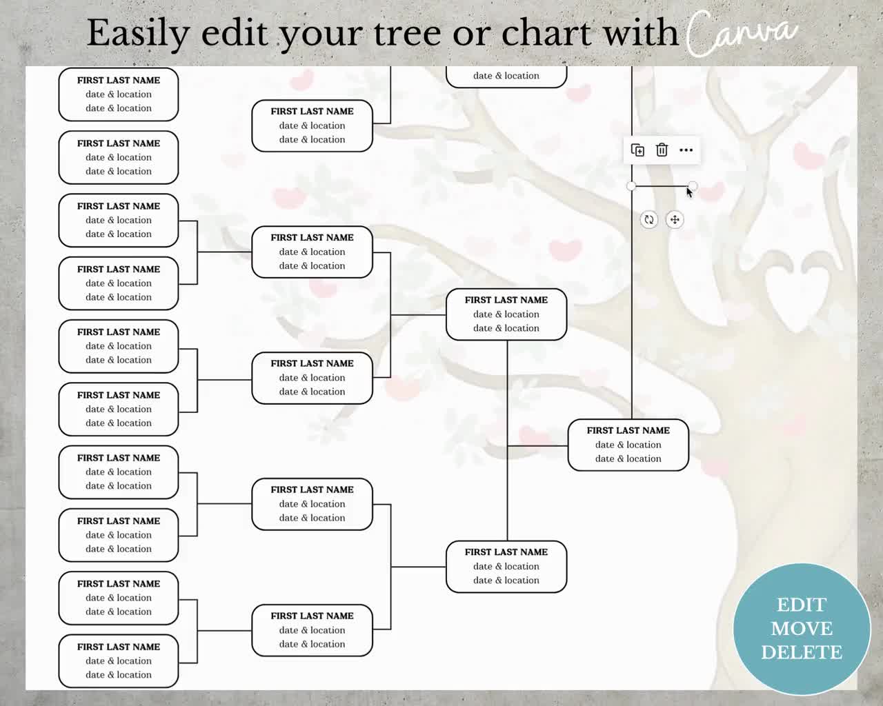 Editable Family Tree Template 6 Generation Pedigree Custom Family