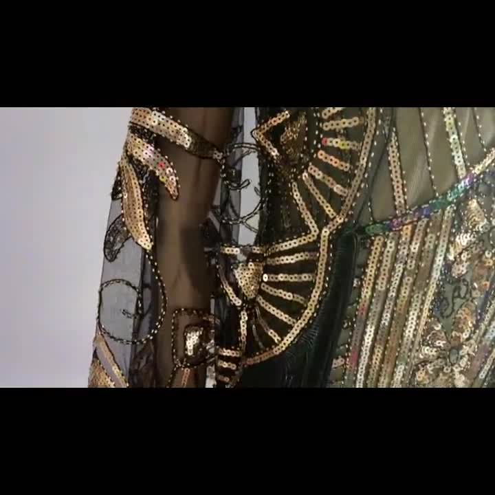 Robe Charleston Années 1920 Pour Femme - Style Gatsby, Paillettes, Perles, Franges, Pour Soirée, Carnaval, Costume Vintage - 4