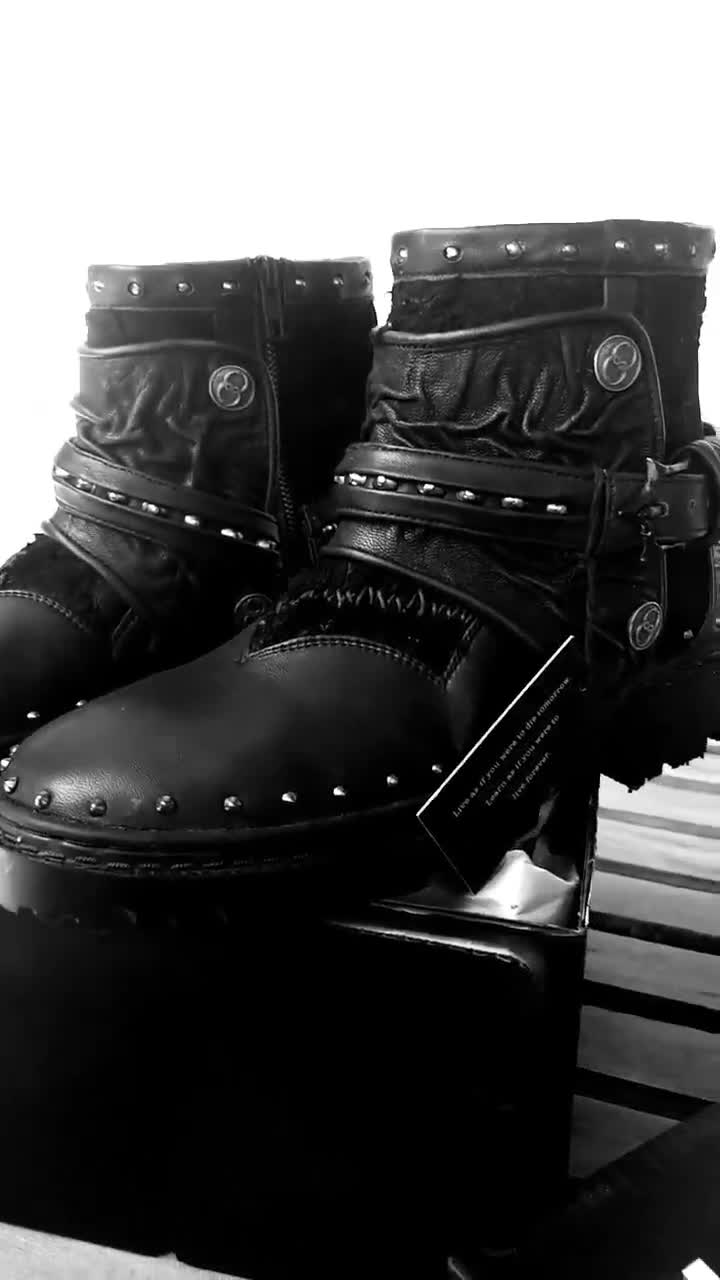 Botas de combate de plataforma con tachuelas Regalos de motocicletas de  invierno para hombres y mujeres Goth Post apocalíptico -  México