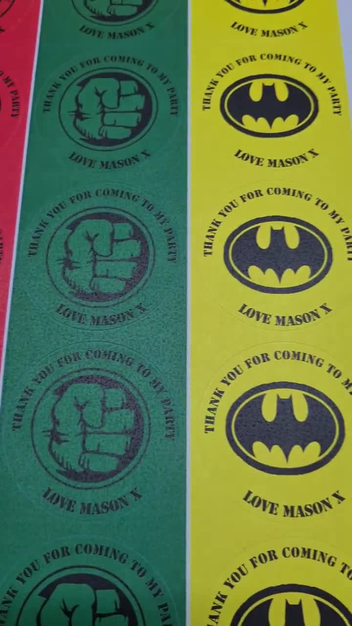 Personalised BATMAN inspired Stickers Birthday Super hero Badge Party Bag  n64