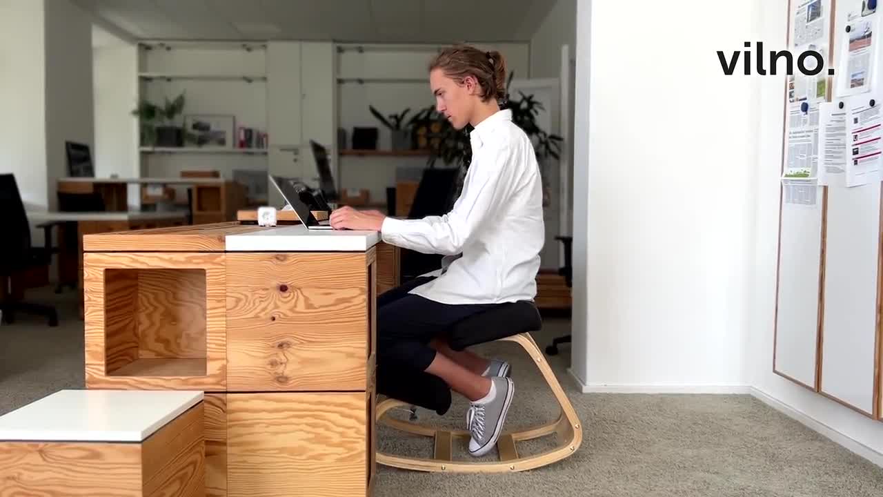 VILNO Ergonomic Kneeling Office Chair - Rocking Home & Work Wooden Computer  Desk Chairs, Back & Neck Spine Pain, Better Posture, Ergo Knee Support